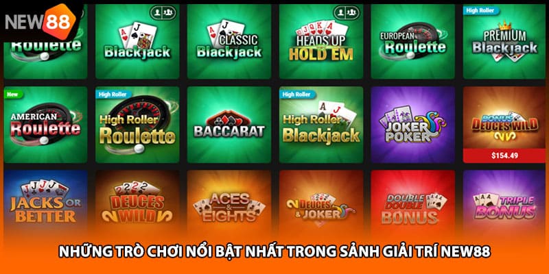 Những trò chơi nổi bật nhất trong sảnh giải trí NEW88
